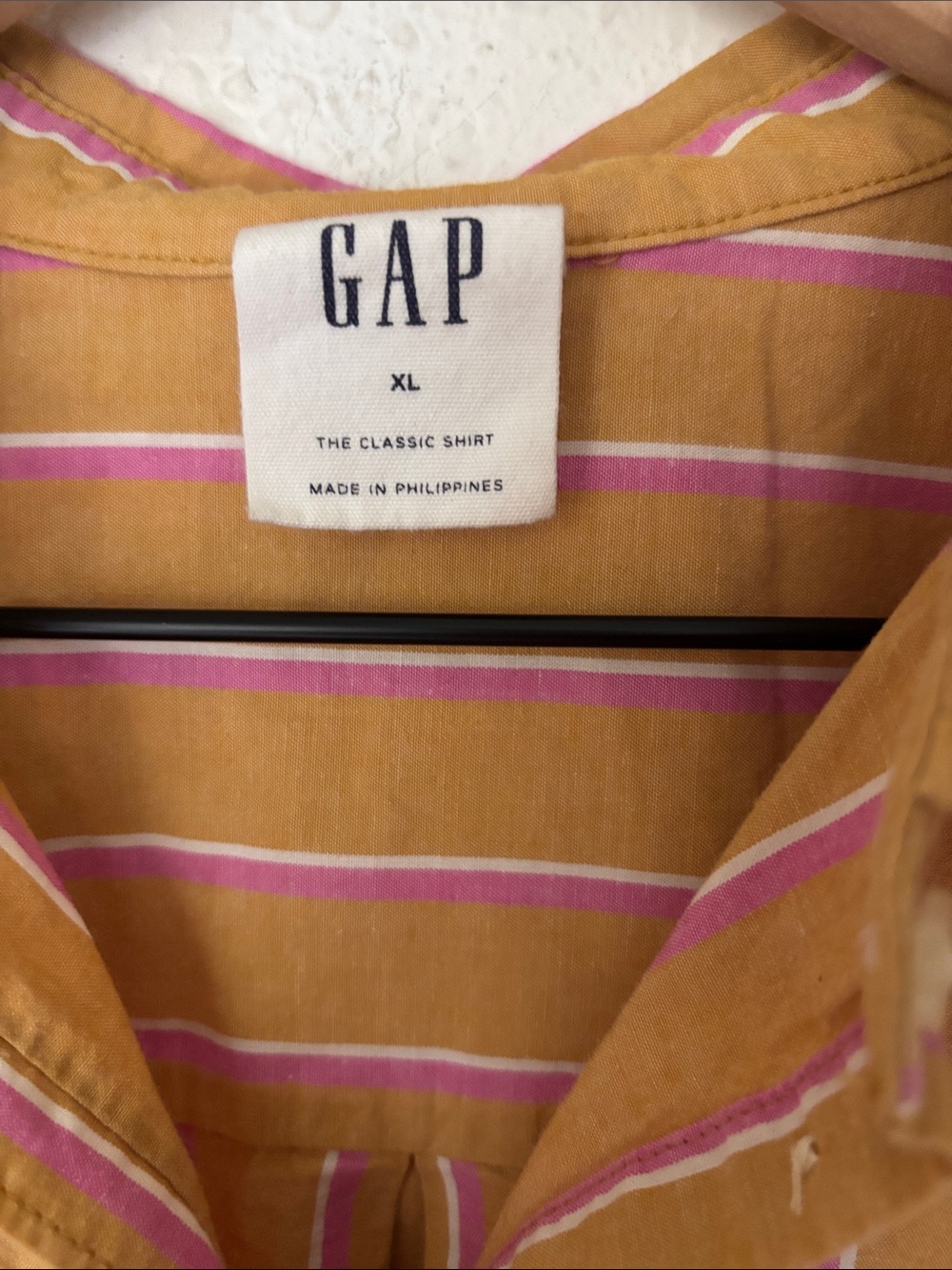 Classic GAP preppy striped Yellow  and pink Button-Down shirt size XL - Picture 4 of 5